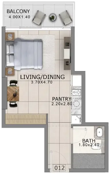 Arlington Park 2 Studio floor plan, 403 sqft