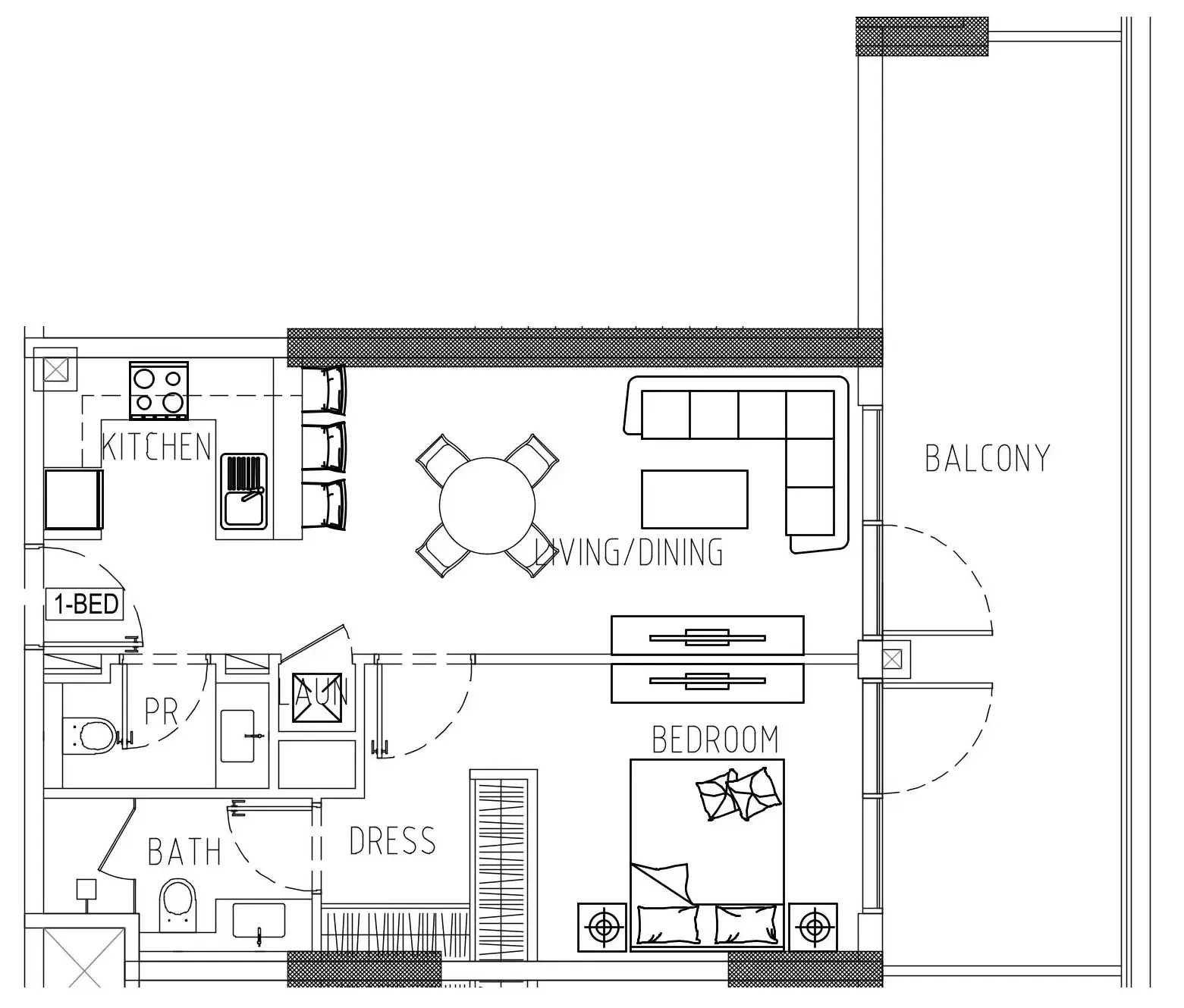 Damac Riverside Views 1 bed floor plan, 877 sqft