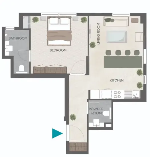 Eden Golf Views 1 1 bed floor plan, 586 sqft