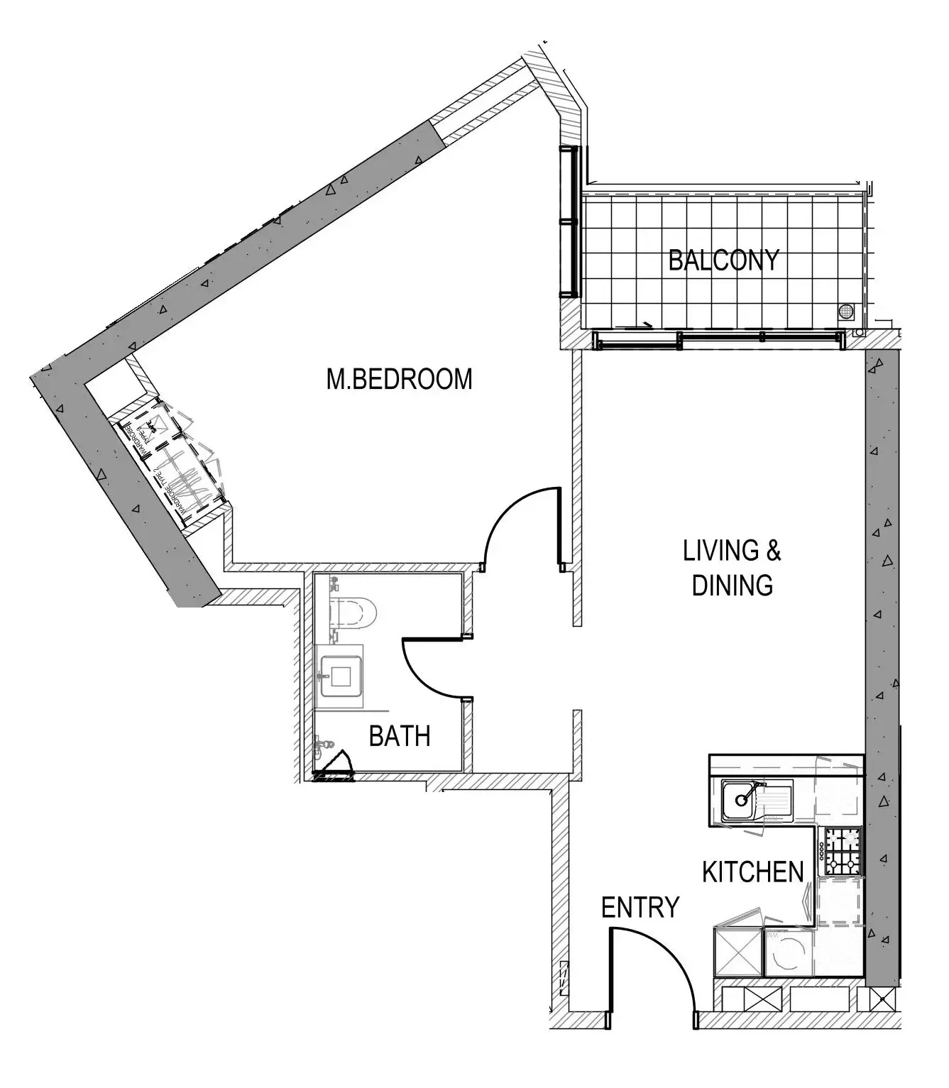 Aykon City Tower 1 bed floor plan, 718 sqft