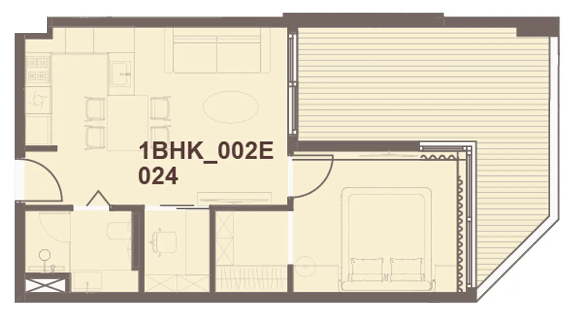 J-Haus Residence 1 bed floor plan, 727 sqft