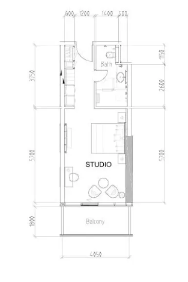 Damac Hills - Radisson Dubai Studio floor plan, 500 sqft