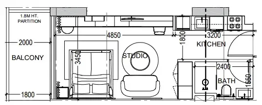 Al Haseen Residences 6 Studio floor plan, 393 sqft