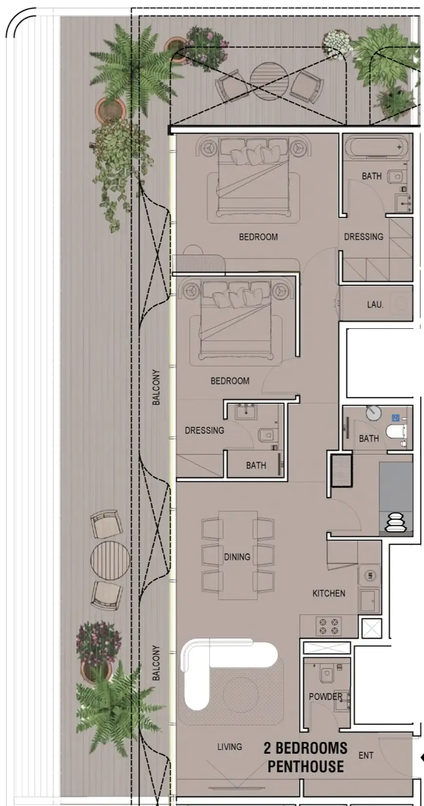 Tresora by Wadan 2 bed floor plan, 2,132 sqft