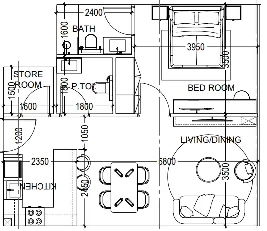 Al Haseen Residences 6 1 bed floor plan, 708 sqft