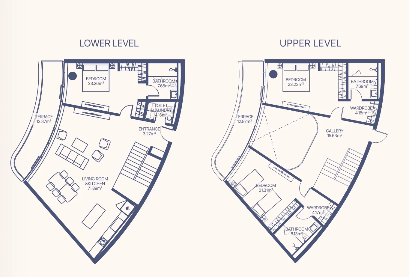 Gianfranco Ferre Residences 3 bed floor plan, 2,387 sqft