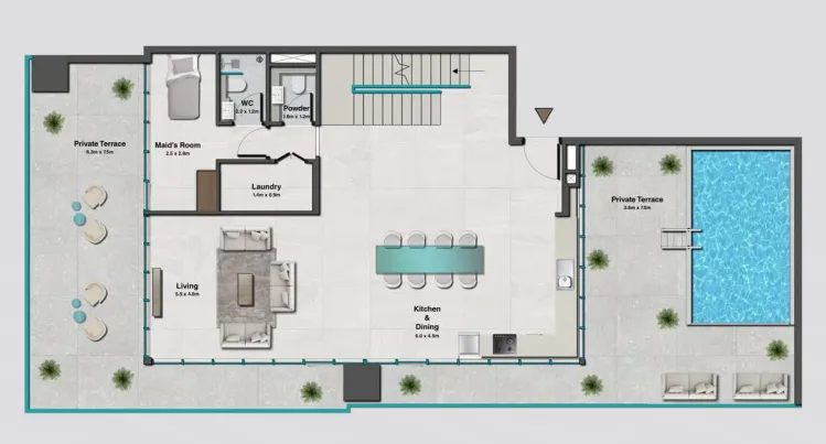 Sky Hills Residence 2 3 bed floor plan, 3,506 sqft