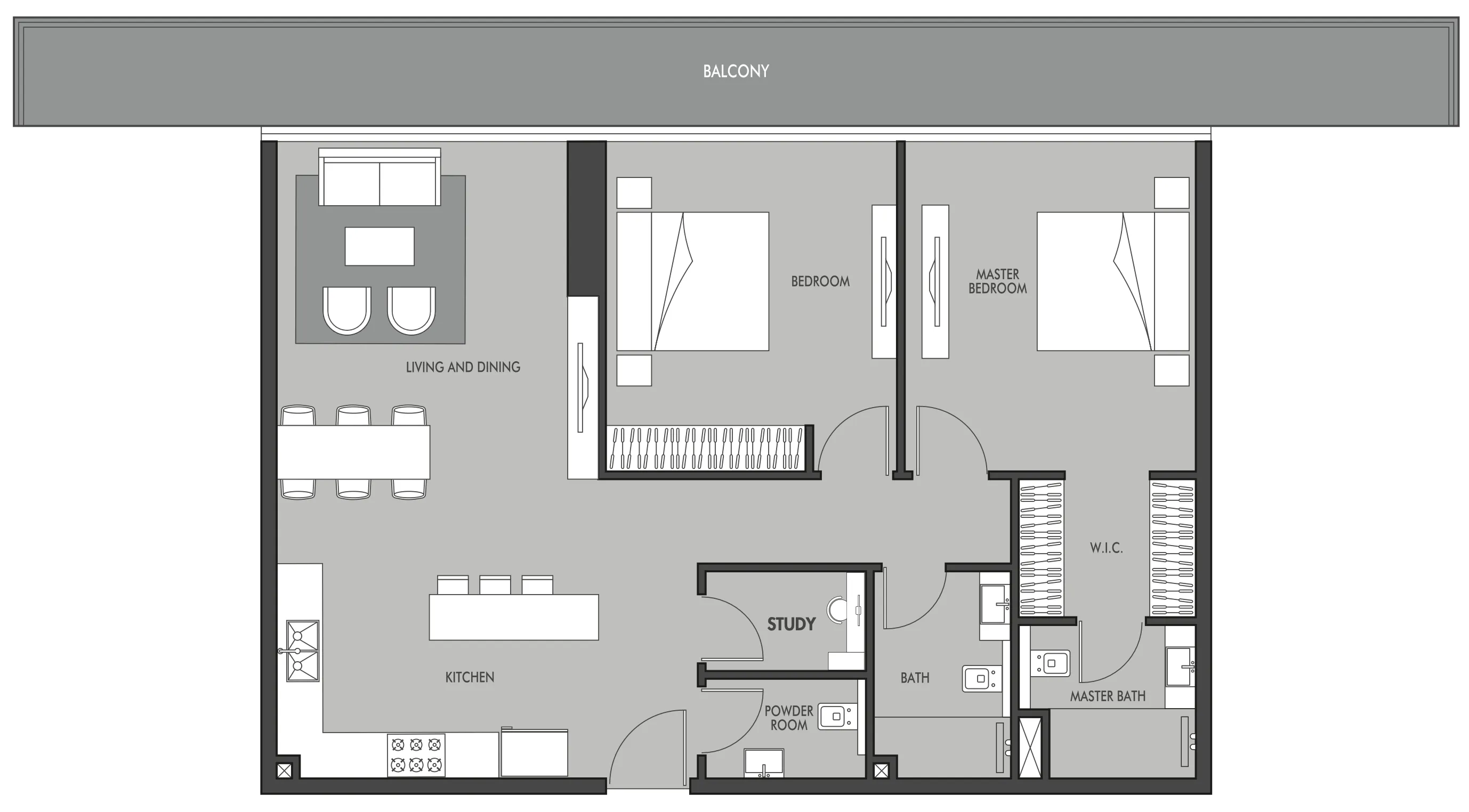 Golf Place 2 bed floor plan, 1,440 sqft