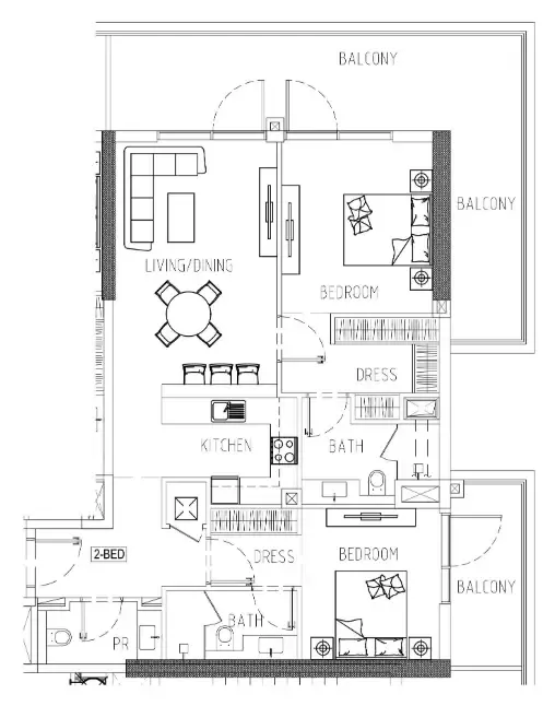 Damac Riverside Views 2 bed floor plan, 1,423 sqft