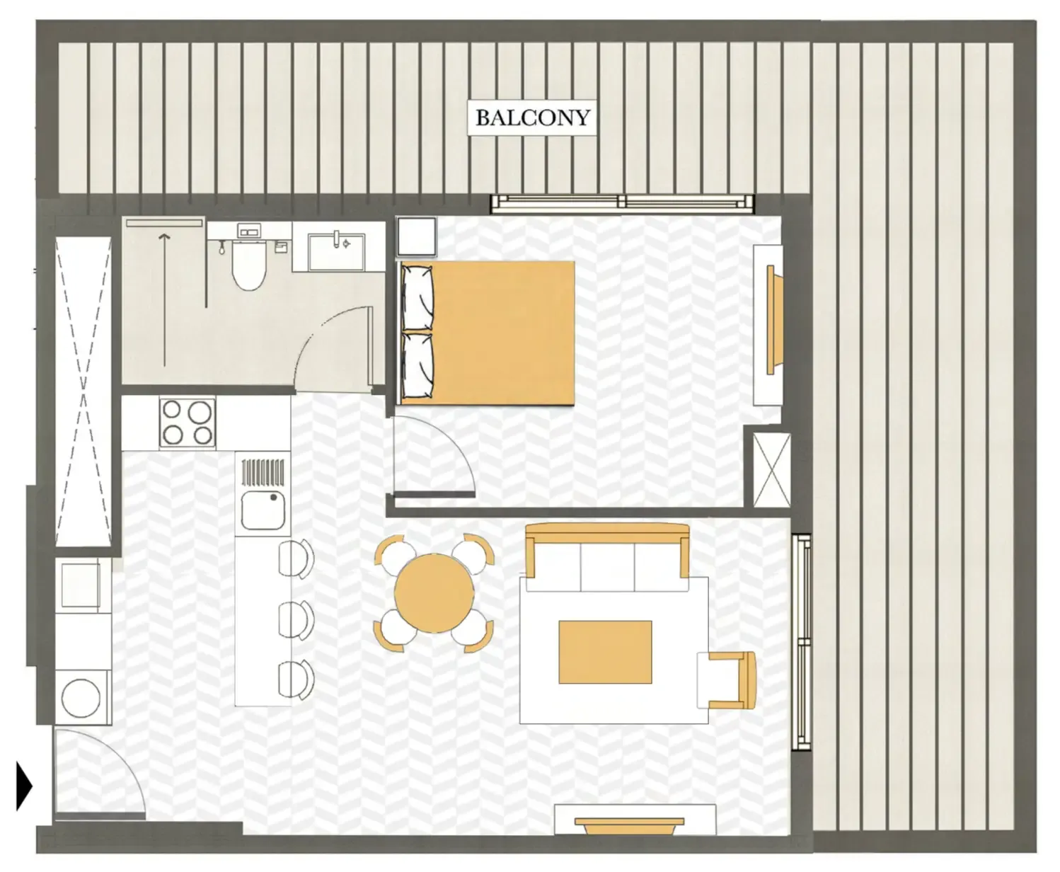 Ashwood Residences 1 bed floor plan, 892 sqft