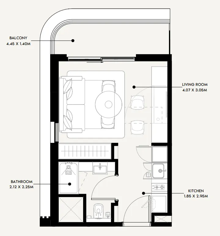 Azizi Sakandar Studio floor plan, 333 sqft