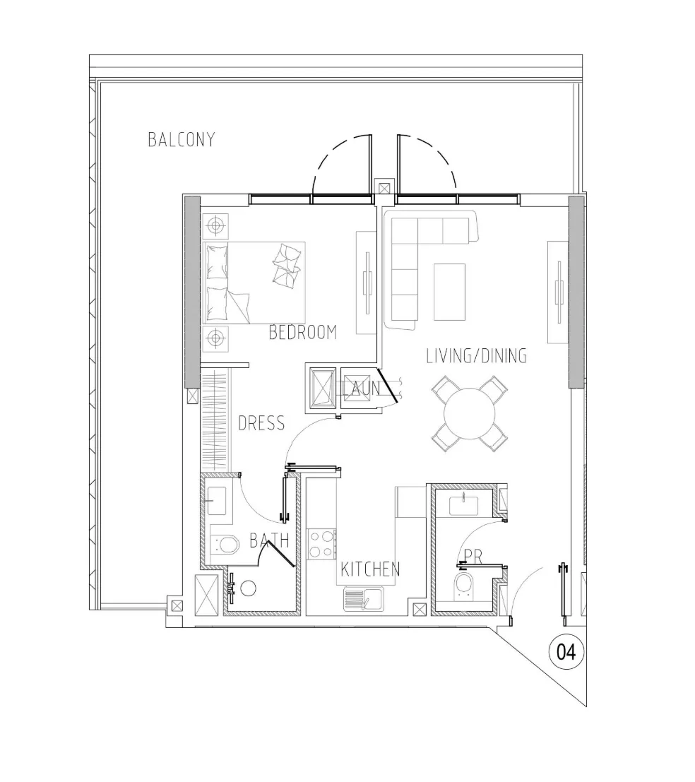 Damac Riverside Views 1 bed floor plan, 1,037 sqft
