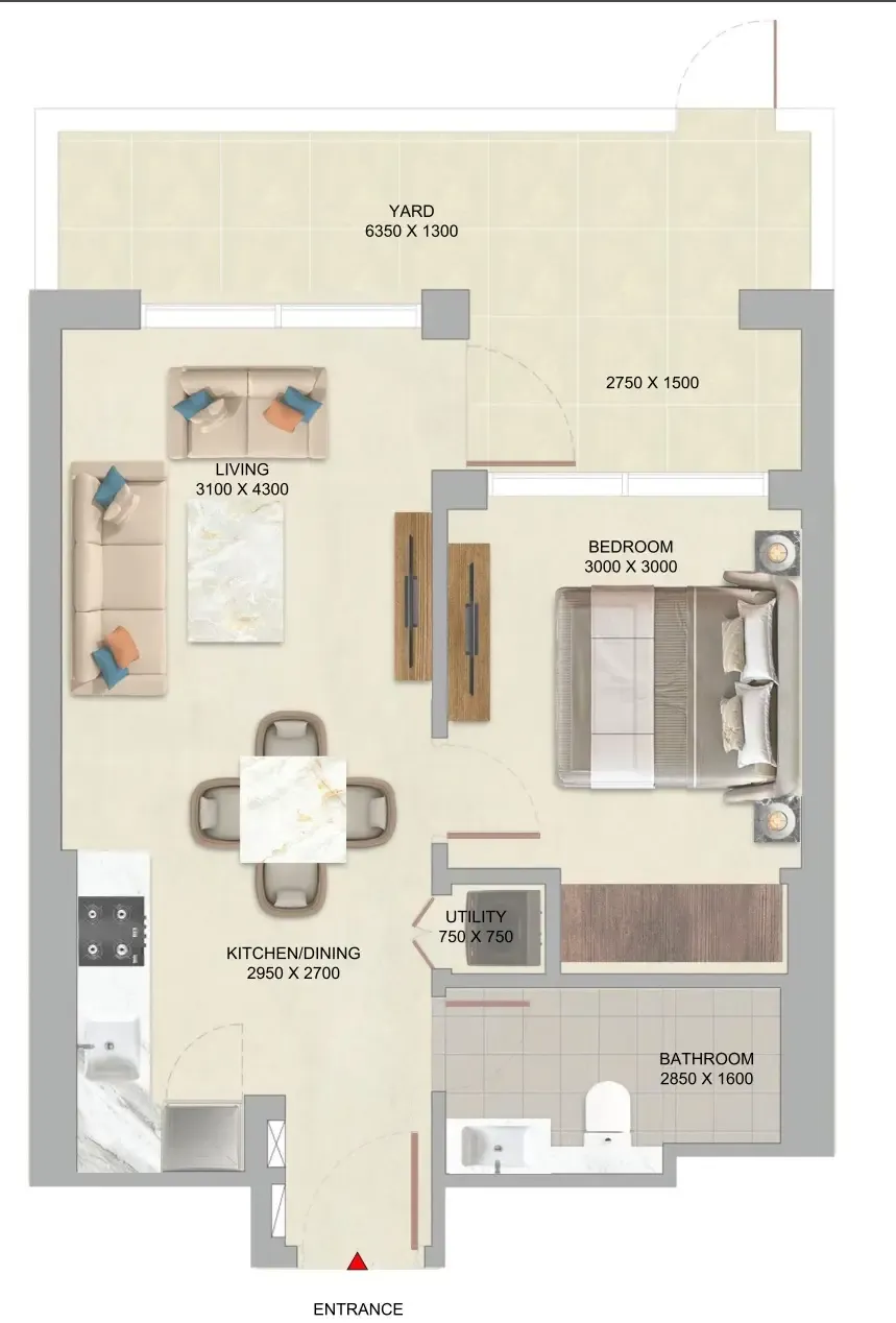 The Woods Abode at Sobha Sanctuary 1 bed floor plan, 650 sqft