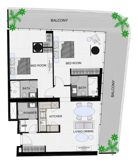 The Community Sports Arena 2 bed floor plan, 1,644 sqft