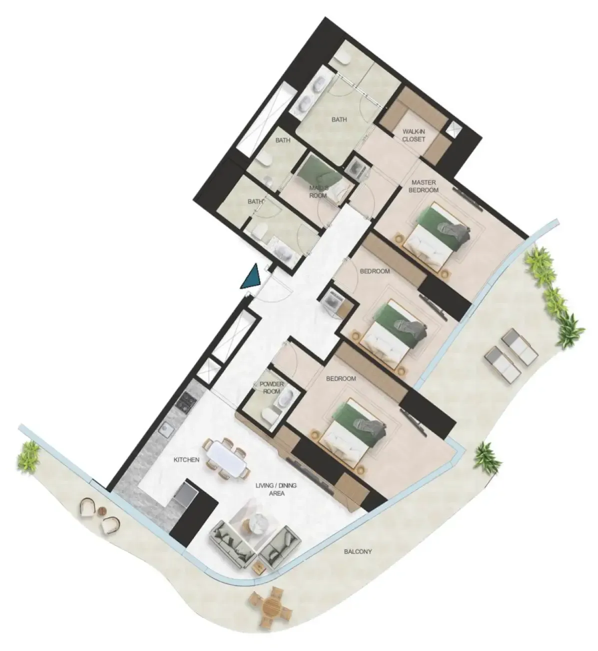 Oystra 3 bed floor plan, 2,223 sqft