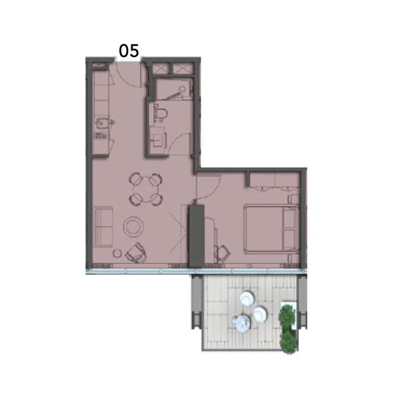 The Symphony by Imtiaz 1 bed floor plan, 655 sqft