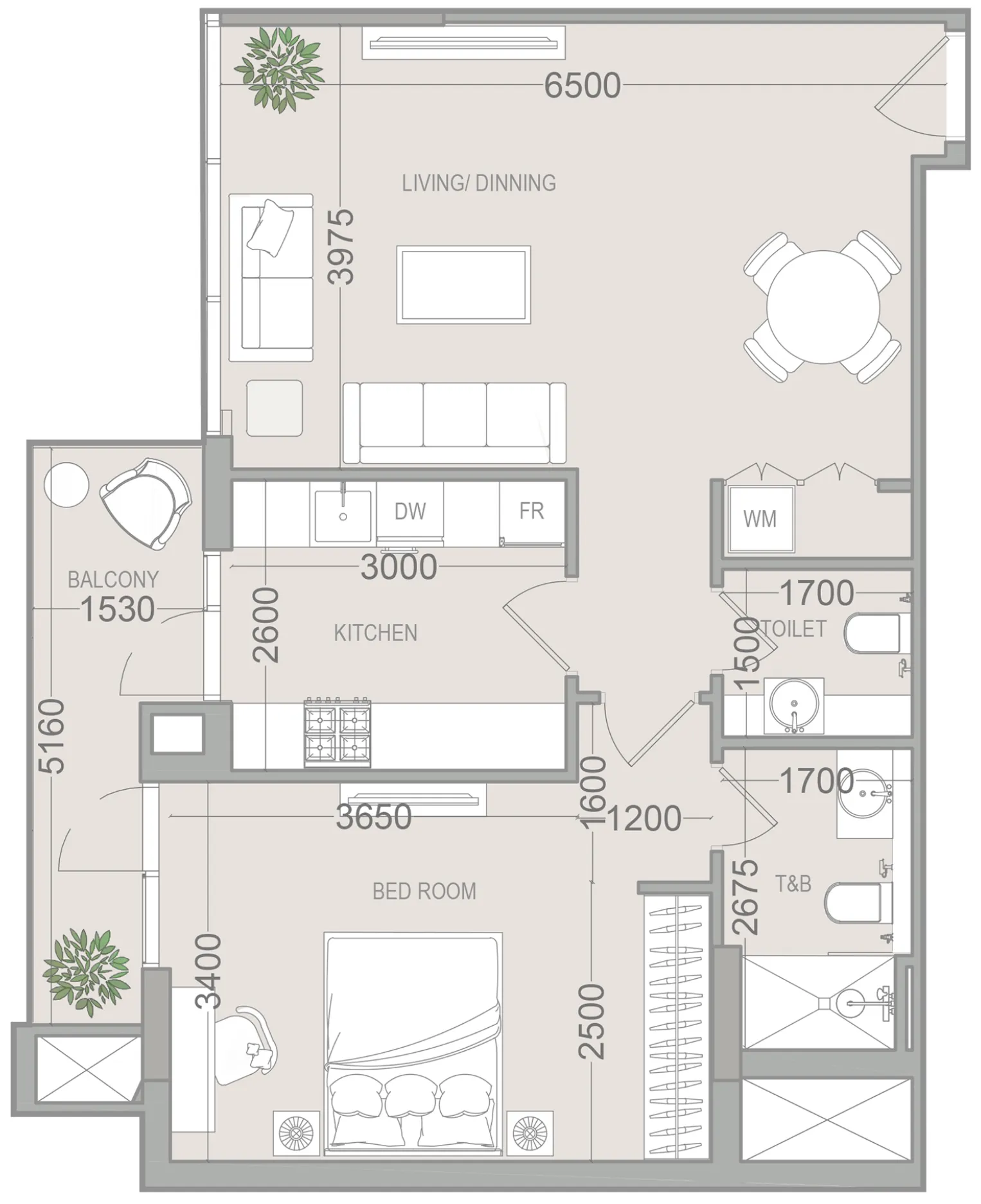 EVERGR1N House 4 1 bed floor plan, 801 sqft