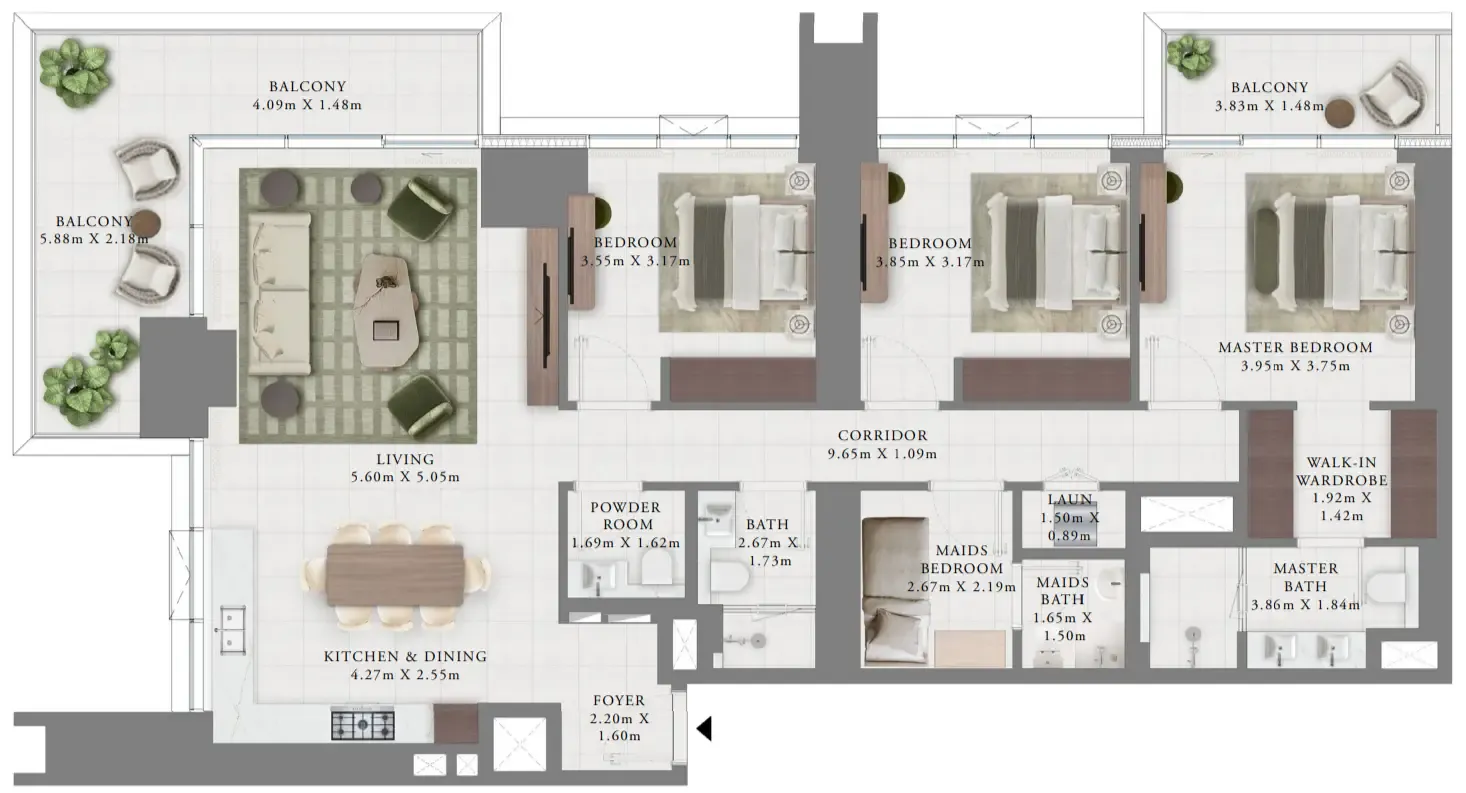 Creek Bay 3 bed floor plan, 1,859 sqft