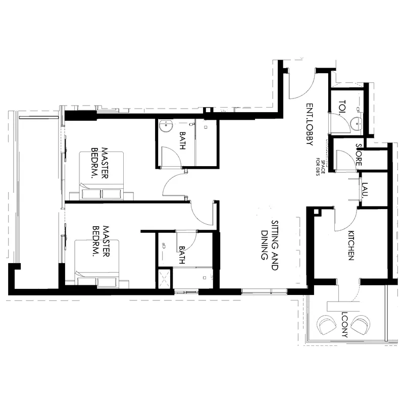 Living Legends Phase 5 2 bed floor plan, 1,282 sqft