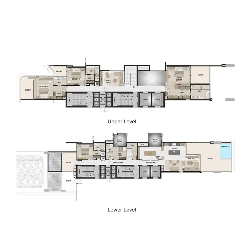 Vitalia Palm Jumeirah Residences 4 bed floor plan, 4,498 sqft