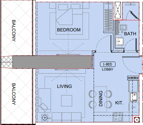 One by Binghatti 1 bed floor plan, 778 – 781 sqft