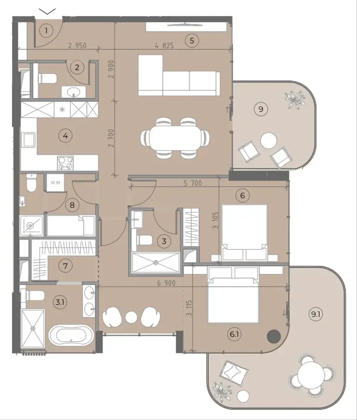 House of WELL 2 bed floor plan, 1,453 sqft