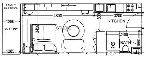 Al Haseen Residences 6 Studio floor plan, 393 sqft