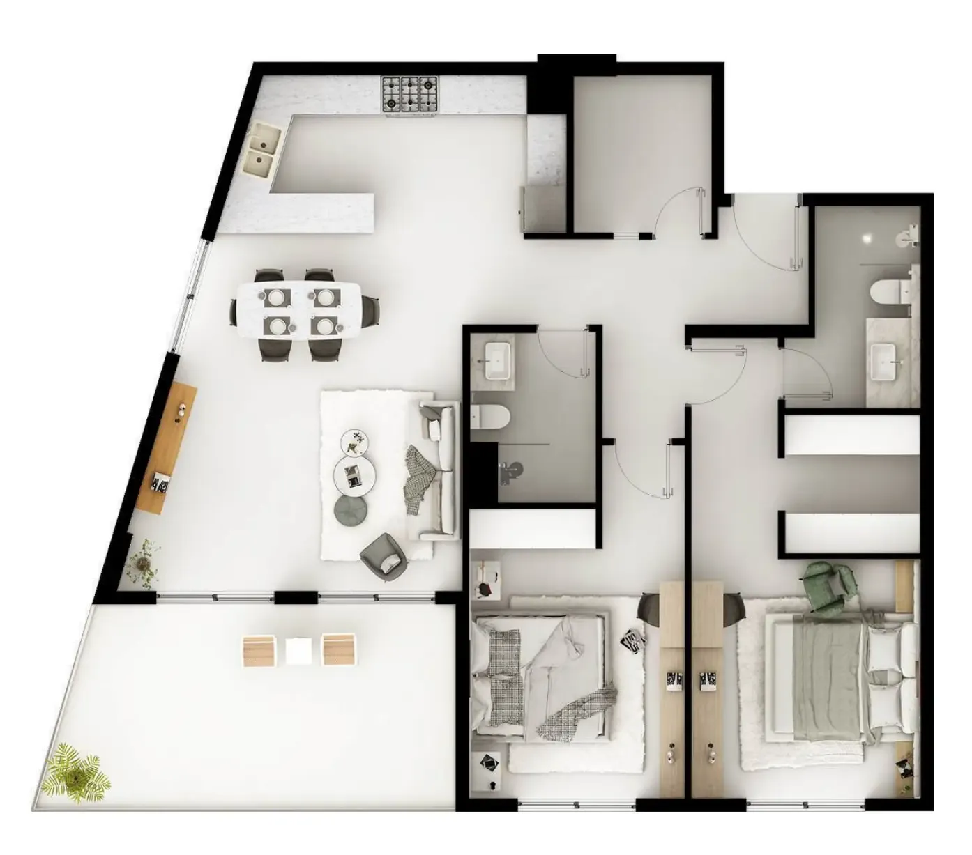 Viera Residences 2 bed floor plan, 1,357 sqft