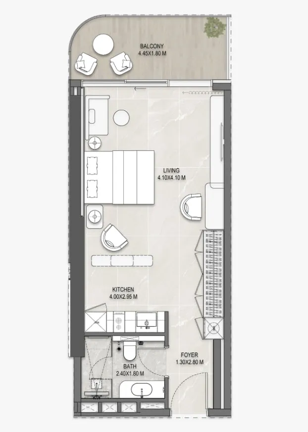 The Artery Residences Studio floor plan, 493 – 520 sqft