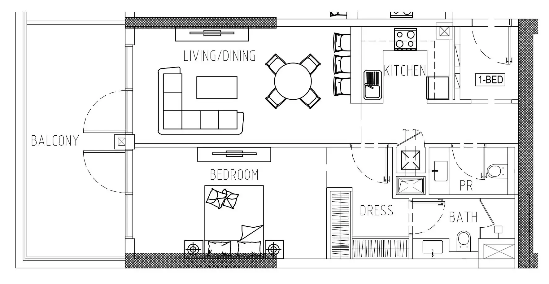 Damac Riverside Views 1 bed floor plan, 960 sqft