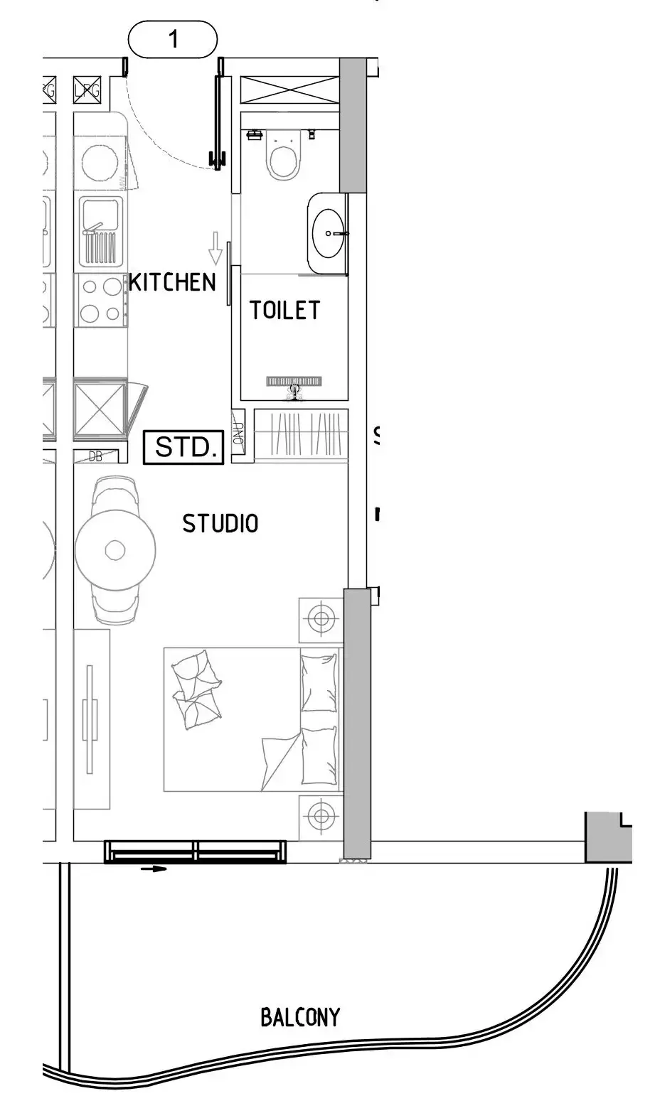 Damac Lagoons Views Phase 3 Studio floor plan, 435 sqft