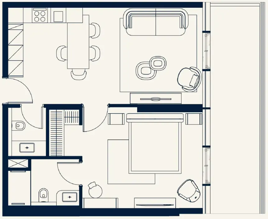 Trussardi Residences Phase Two 1 bed floor plan, 833 – 882 sqft