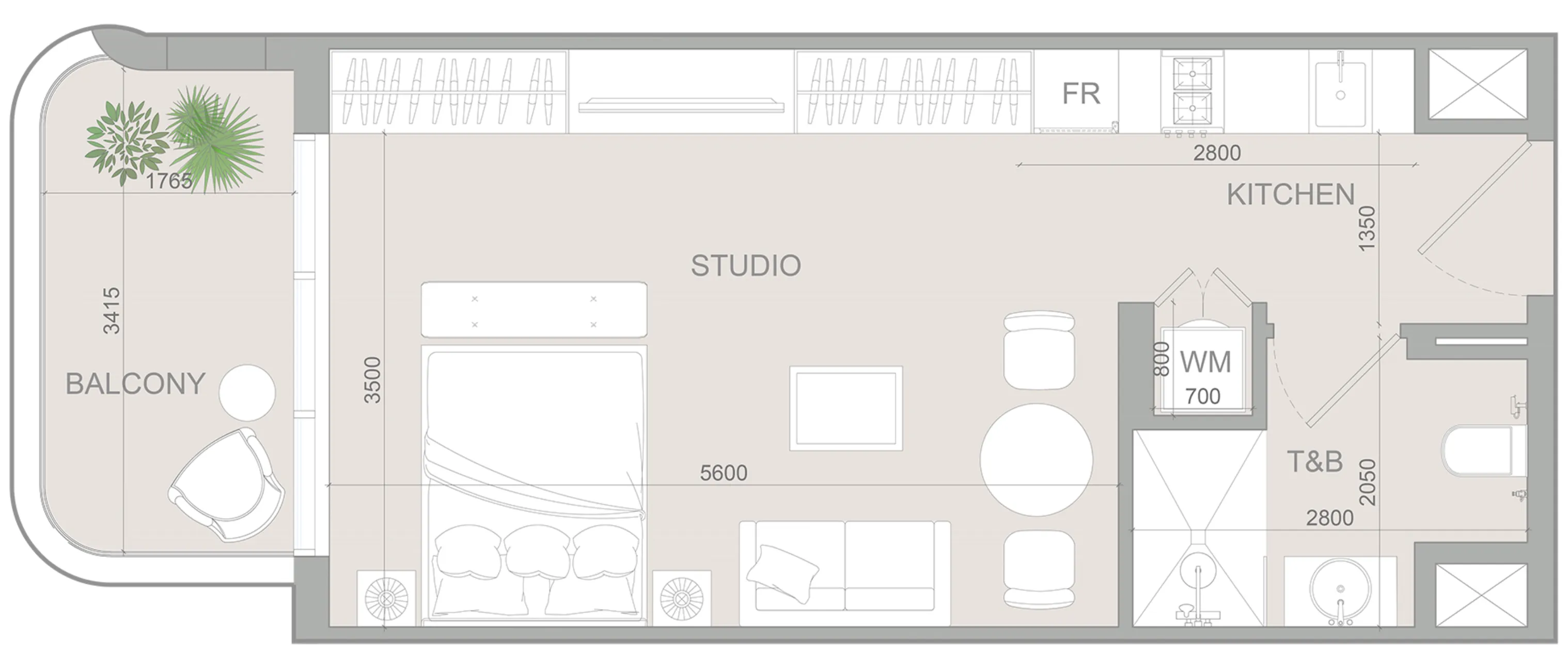 S1LV1ANA Park Studio floor plan, 464 sqft
