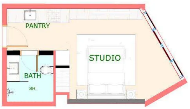 Playa Viva Studio floor plan, 301 sqft