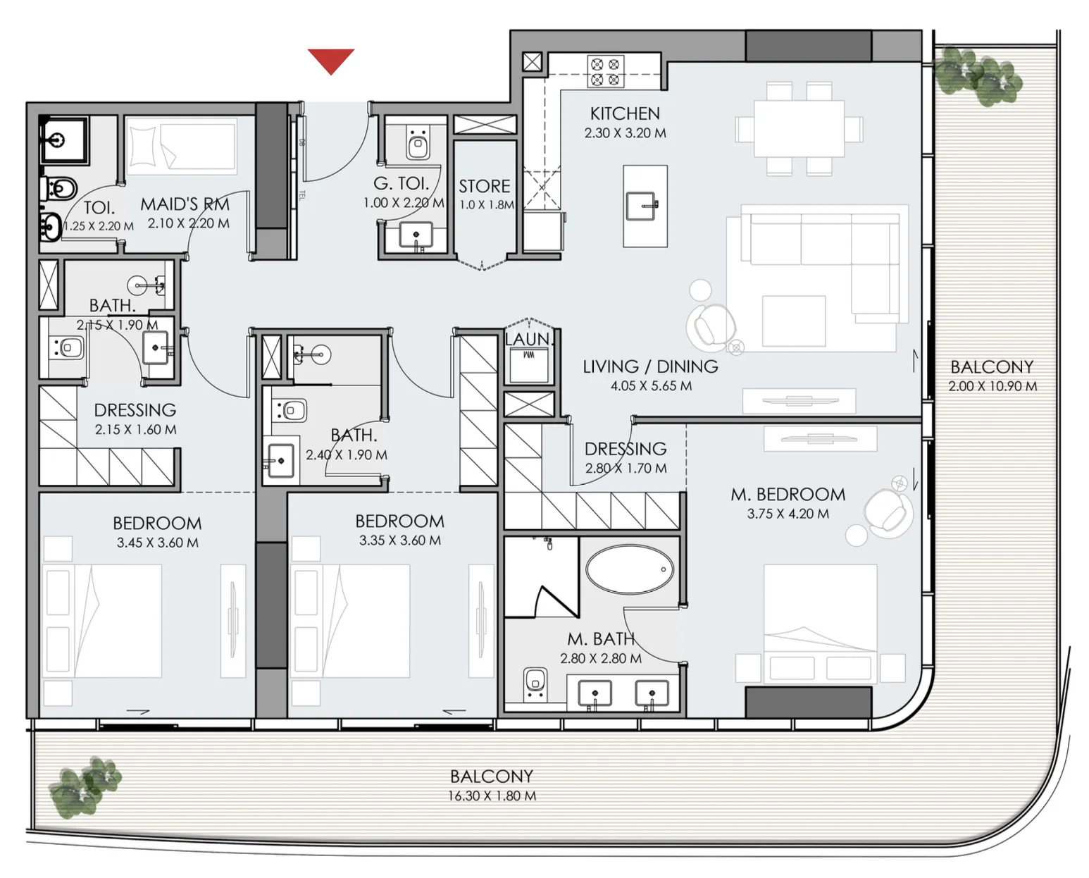 Do Hotels and Residences 3 bed floor plan, 2,119 sqft