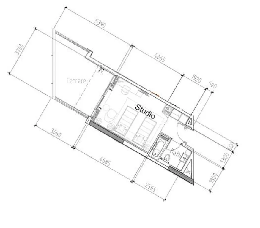 Damac Hills 2 - Hotel Edge by Rotana Studio floor plan, 471 sqft