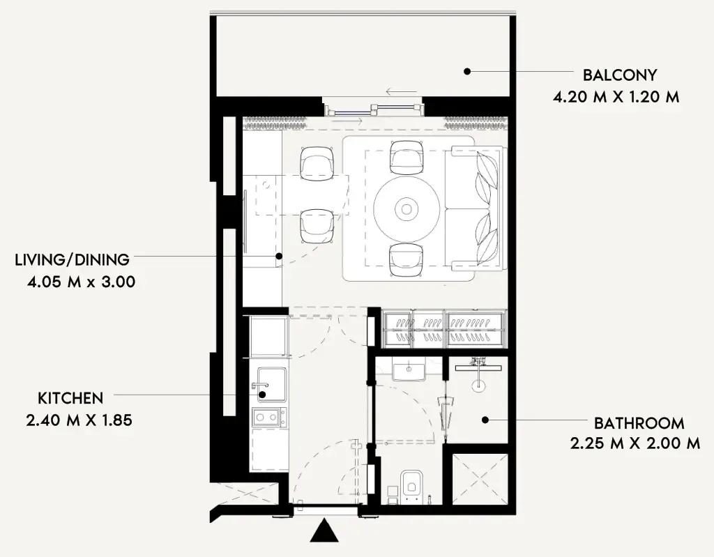 Azizi Lina Studio floor plan, 338 sqft