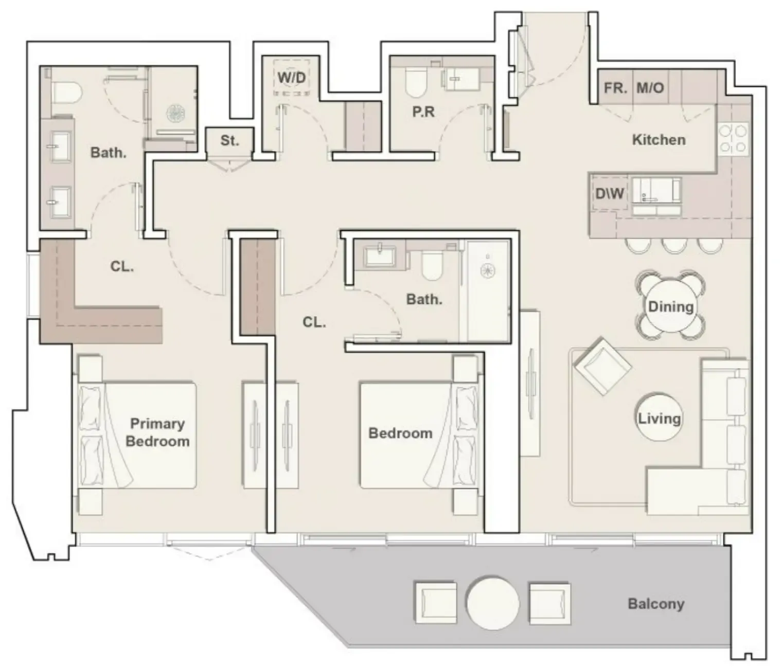 Eltiera Views 2 bed floor plan, 1,259 sqft