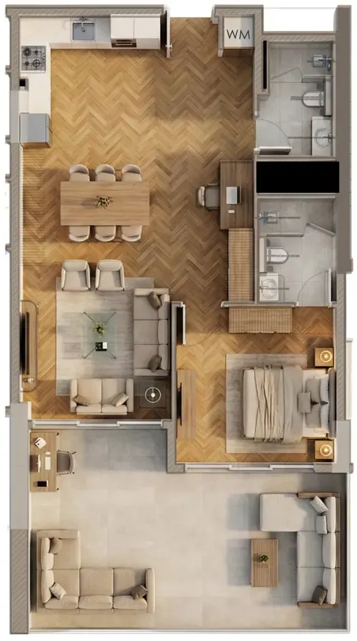 Armas By Zenith 1 bed floor plan, 1,120 sqft