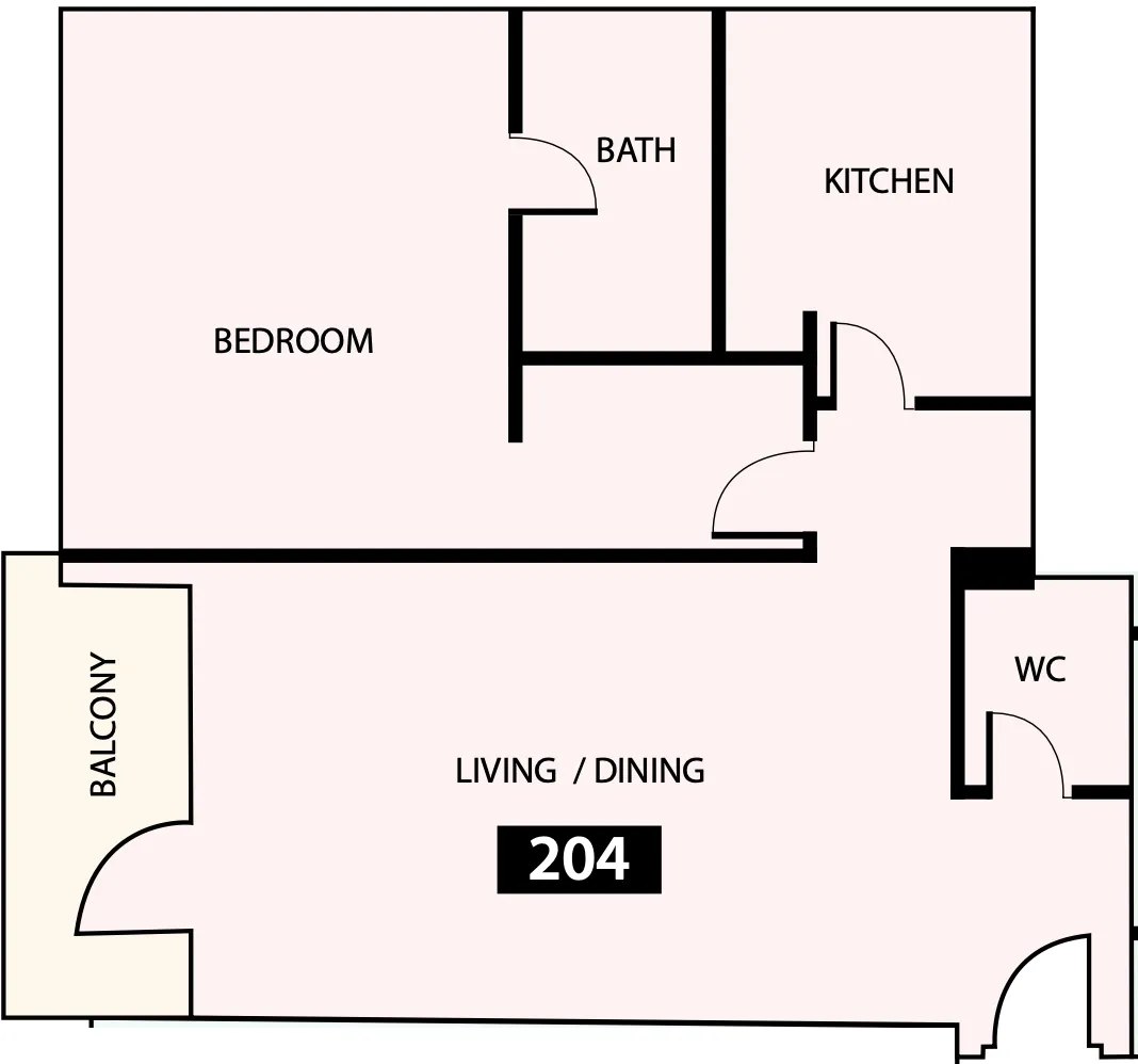 Paradise View 1 1 bed floor plan, 816 sqft