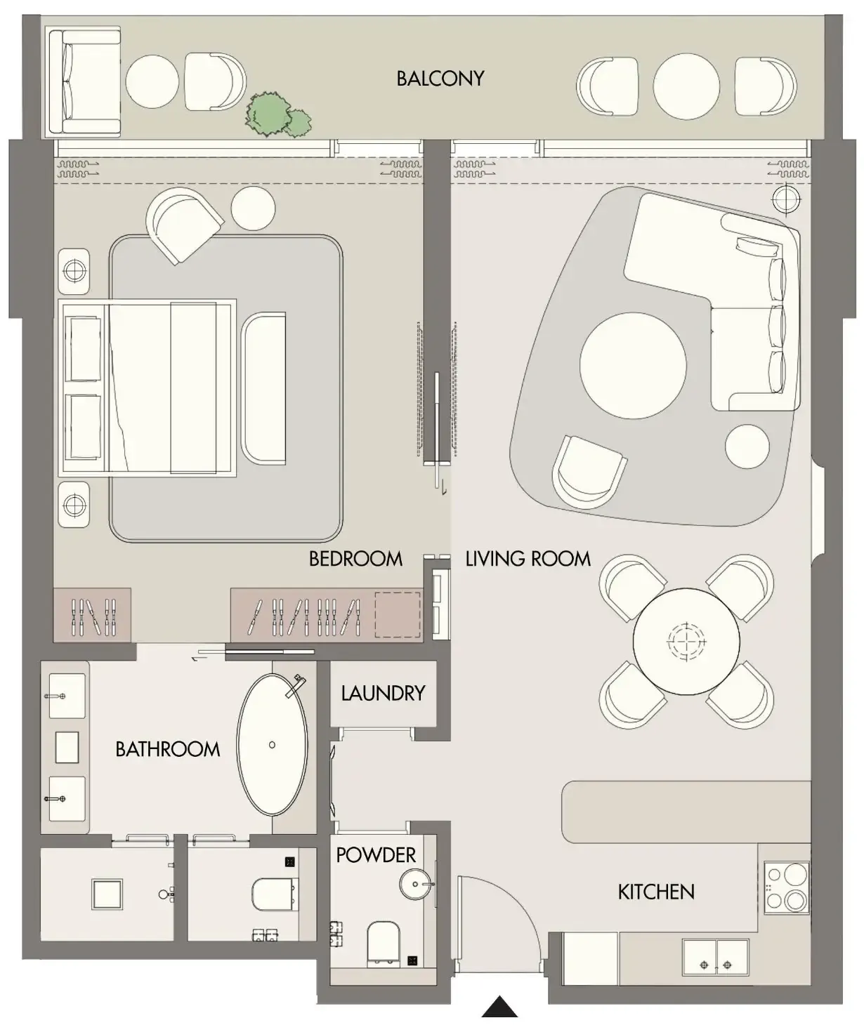 W Hotels and Residences Al Marjan 1 bed floor plan, 1,071 sqft