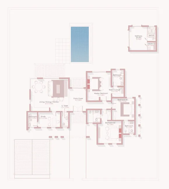 Jebel Sifah - Raya 3 bed floor plan, 1,690 sqft