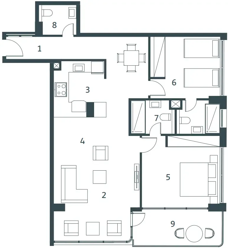 Whitestone Residences 2 bed floor plan, 1,170 sqft