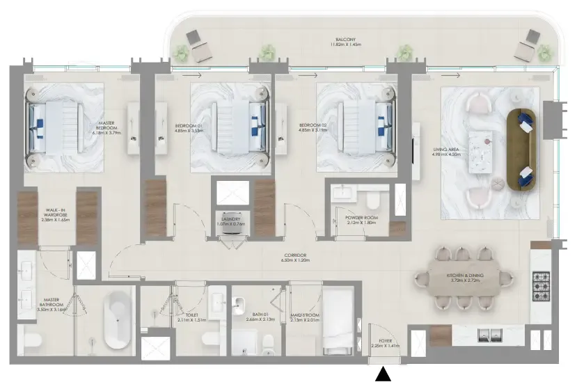 Baystar by Vida 3 bed floor plan, 1,701 sqft