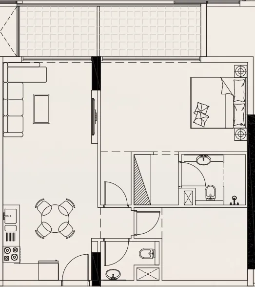 Casa Vista Residence 1 bed floor plan, 922 sqft