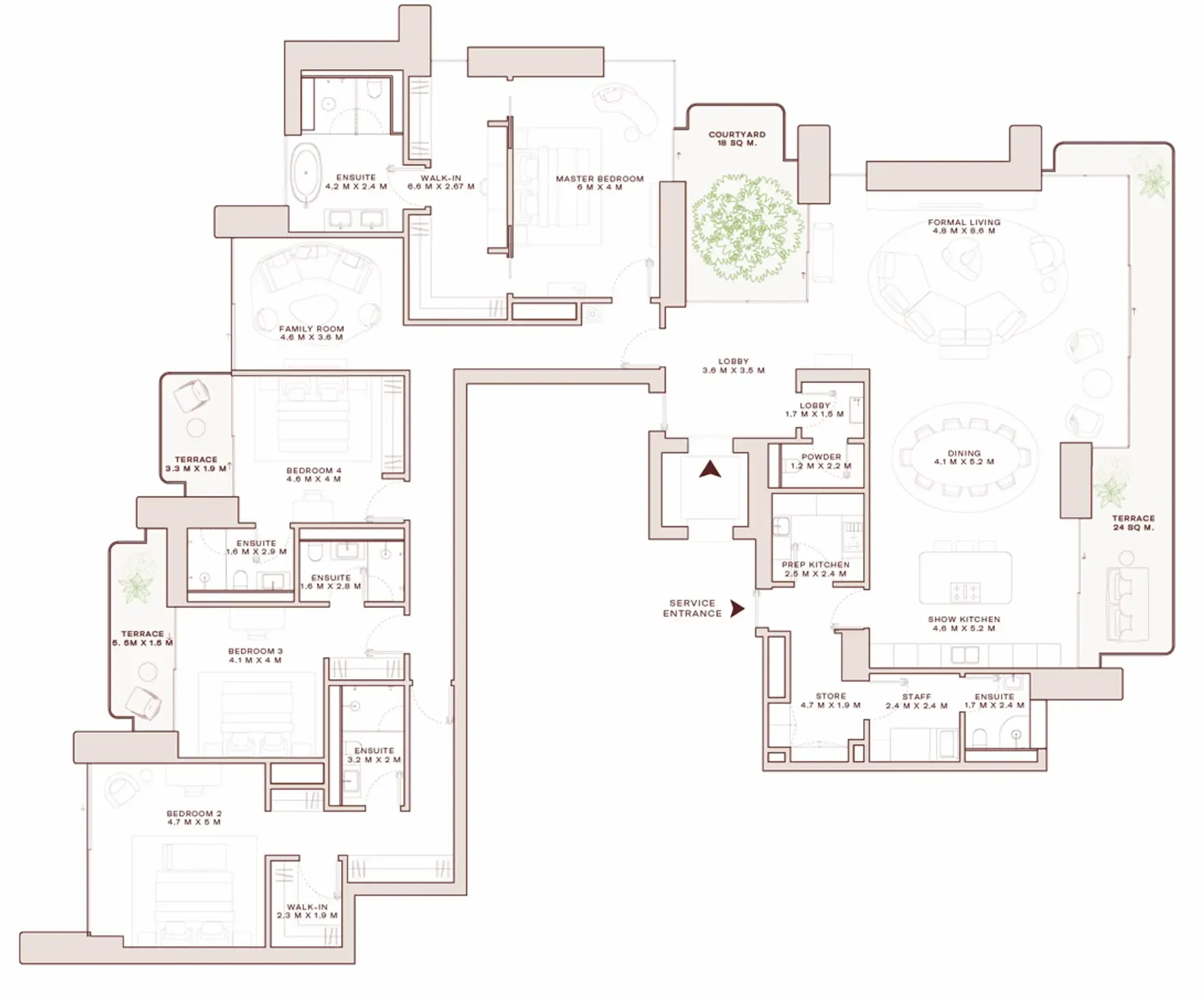 Solaya 4 bed floor plan, 4,545 sqft