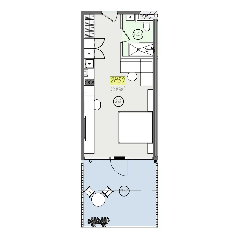ZEN Studio floor plan, 355 sqft