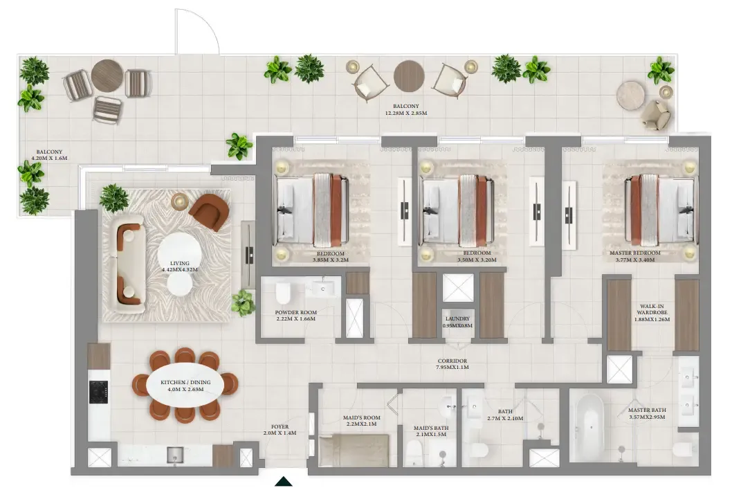 Vida Residences Hillside 3 bed floor plan, 2,001 sqft