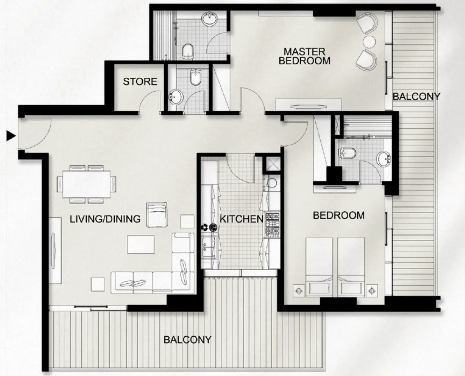 AYAT Parkview 2 bed floor plan, 1,523 sqft