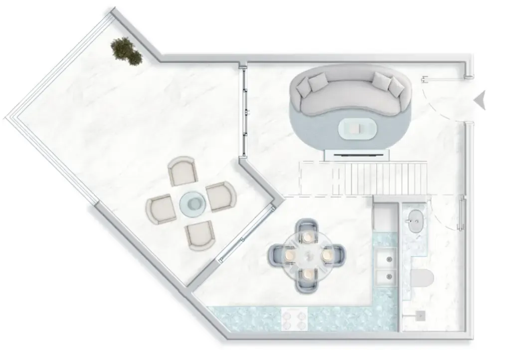 Ice Beach 1 bed floor plan, 1,089 sqft